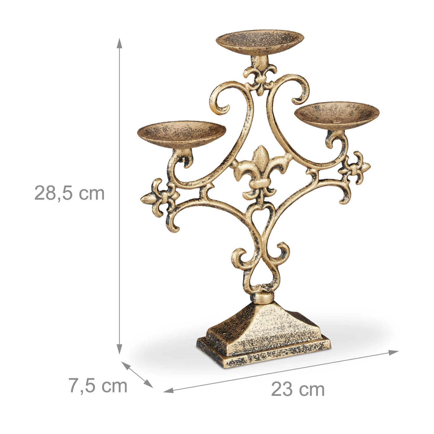 1 X Kerzenständer In Gold - (B)23x (H)28,5 X (T)7,5 Cm 4 1 X Kerzenständer In Gold - (B)23x (H)28,5 X (T)7,5 Cm – Bild 4
