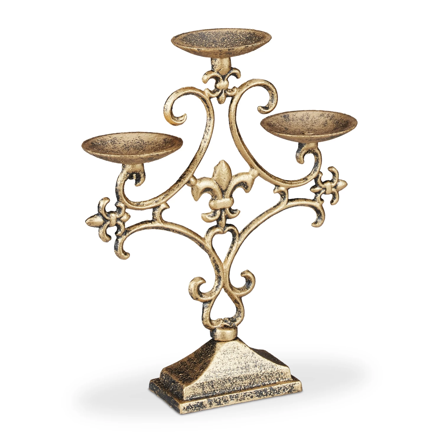 1 X Kerzenständer In Gold - (B)23x (H)28,5 X (T)7,5 Cm 1 1 X Kerzenständer In Gold - (B)23x (H)28,5 X (T)7,5 Cm