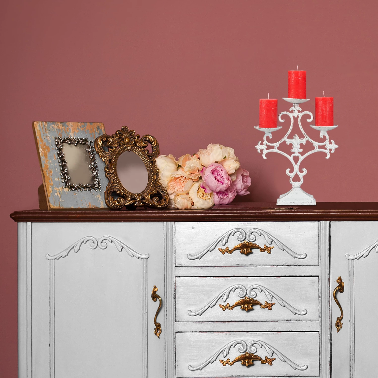 1 X Kerzenständer In Weiß - (B)23x (H)28,5 X (T)7,5 Cm 2 1 X Kerzenständer In Weiß - (B)23x (H)28,5 X (T)7,5 Cm – Bild 2