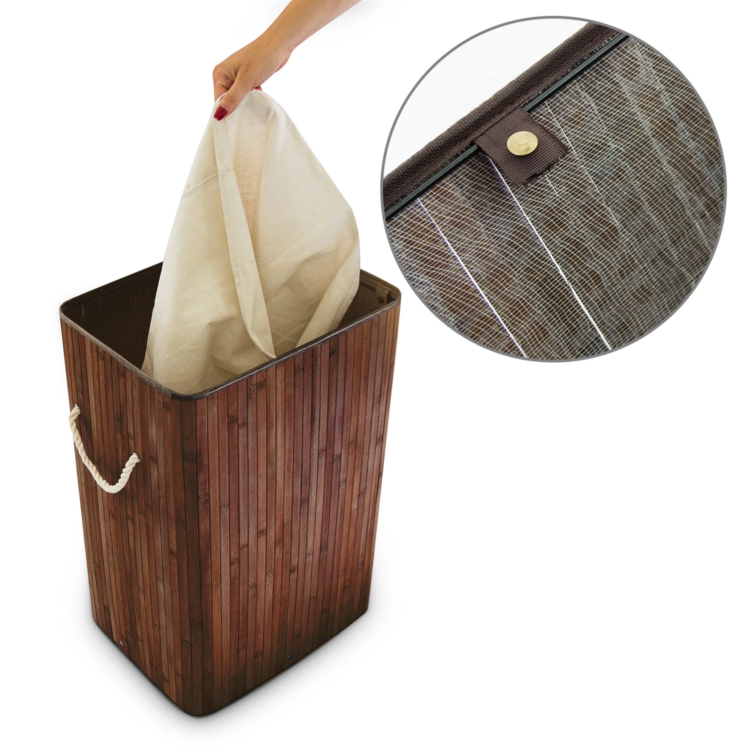 1 X Wäschekorb In Braun - (B)43,5 X (H)65,5 X (T)33,5 Cm 7 1 X Wäschekorb In Braun - (B)43,5 X (H)65,5 X (T)33,5 Cm – Bild 7