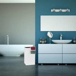 1 X Wäschekorb In Weiß - (B)36 X (H)63 X (T)36 Cm -Relaxdays relaxdays 1 x waschekorb in weiss b 36 x h 63 x t 36 cm 4