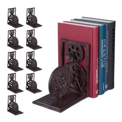 10 X Buchstütze "Steuerrad" In Braun - (B)13 X (H)16 X (T)10 Cm -Relaxdays relaxdays 10 x buchstutze steuerrad in braun b 13 x h 16 x t 10 cm 7