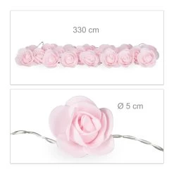 10x Rosenlichterkette In Rosa - (L)3,3 M -Relaxdays relaxdays 10x rosenlichterkette in rosa l 3 3 m 3