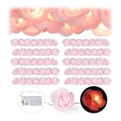 10x Rosenlichterkette In Rosa - (L)3,3 M -Relaxdays relaxdays 10x rosenlichterkette in rosa l 3 3 m 7