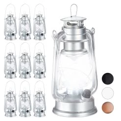 10x Sturmlaterne LED In Silber