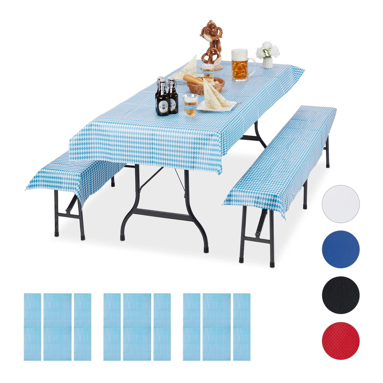 12x Bierzeltgarnitur Auflage In Weiß/ Blau 1 12x Bierzeltgarnitur Auflage In Weiß/ Blau