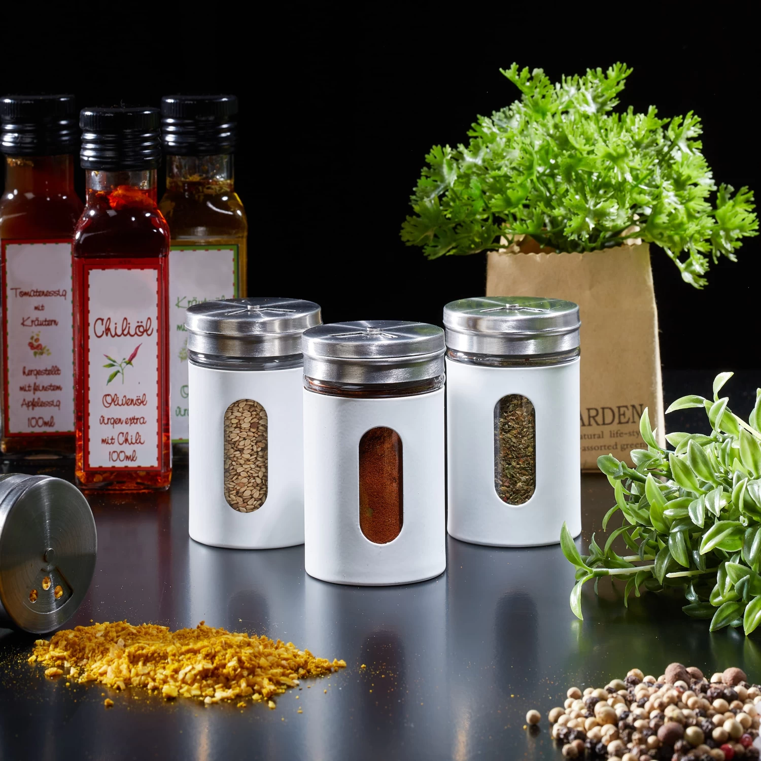 12x Gewürzstreuer In Weiß/ Silber - (H)8,5 X Ø5 Cm 2 12x Gewürzstreuer In Weiß/ Silber - (H)8,5 X Ø5 Cm – Bild 2