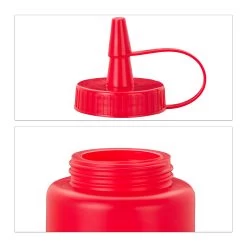 18x Squeezeflasche In Rot/Gelb/Weiß -Relaxdays relaxdays 18x squeezeflasche in rot gelb weiss 6