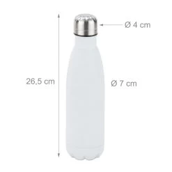 1x Edelstahl-Trinkflasche In Weiß - 500 Ml -Relaxdays relaxdays 1x edelstahl trinkflasche in weiss 500 ml 3