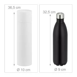 1x Thermo Trinkflasche In Schwarz -Relaxdays relaxdays 1x thermo trinkflasche in schwarz 3