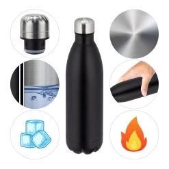 1x Thermo Trinkflasche In Schwarz -Relaxdays relaxdays 1x thermo trinkflasche in schwarz 5