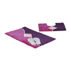 2 Tlg. Badgarnitur Grafikmuster In Beere -Relaxdays relaxdays 2 tlg badgarnitur grafikmuster in beere 4