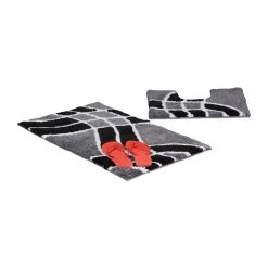 2 Tlg. Badgarnitur Wellenmuster In Grau