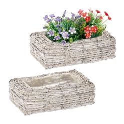 2 X Blumentopf In Weiß/ Natur - (B)27 X (H)8 X (T) 17 Cm -Relaxdays relaxdays 2 x blumentopf in weiss natur b 27 x h 8 x t 17 cm 7