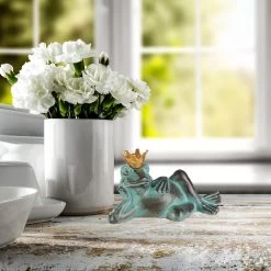 2 X Gartenfigur Froschkönig In Grün - Größe L -Relaxdays relaxdays 2 x gartenfigur froschkonig in grun grosse l 4