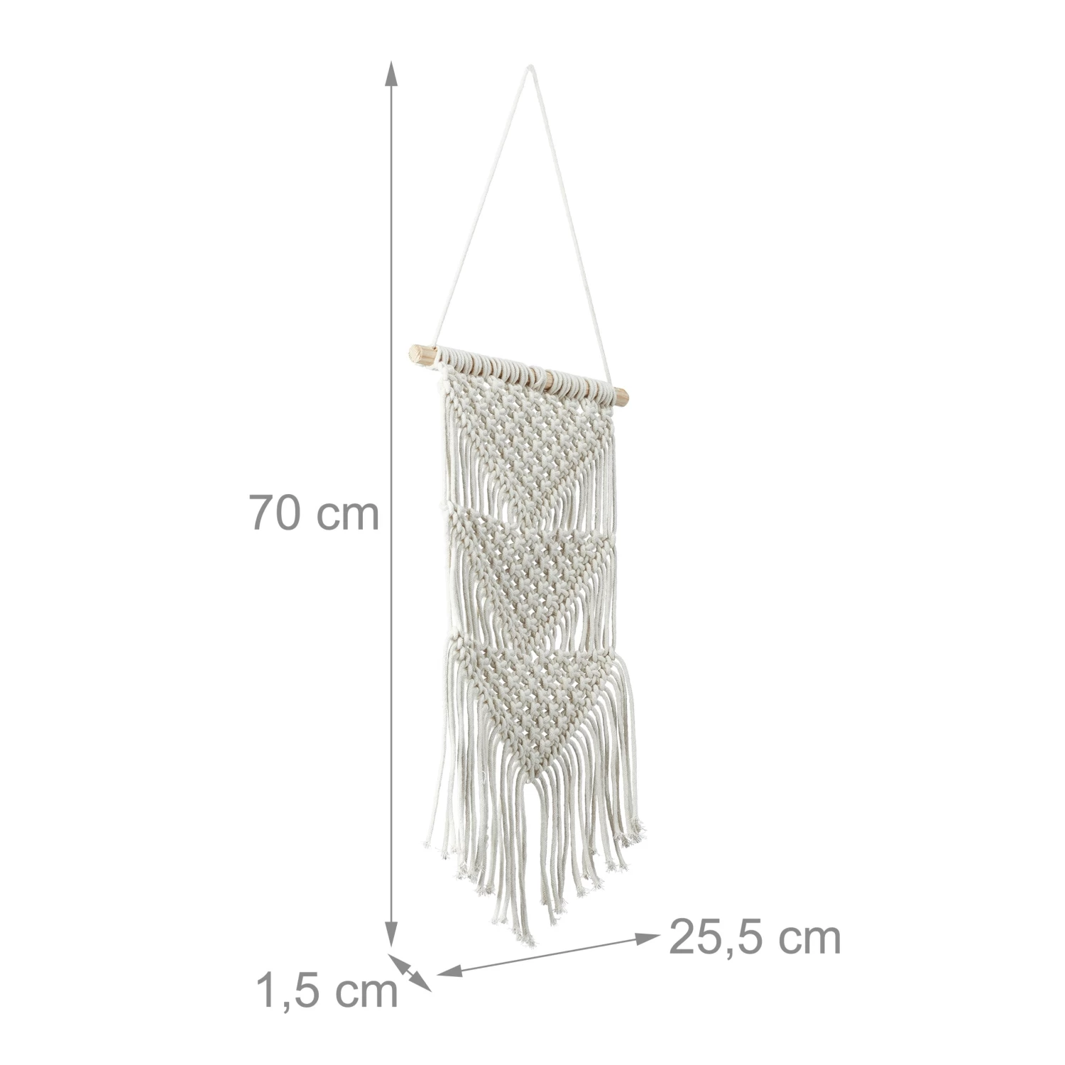 2 X Makramee Wandbehang In Creme - (B)25,5 X (H)70 Cm 4 2 X Makramee Wandbehang In Creme - (B)25,5 X (H)70 Cm – Bild 4