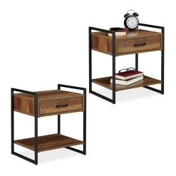 2 X Nachttisch In Holzoptik/Schwarz - (B)43 X (H)50 X (T)37 Cm -Relaxdays relaxdays 2 x nachttisch in holzoptik schwarz b 43 x h 50 x t 37 cm 7