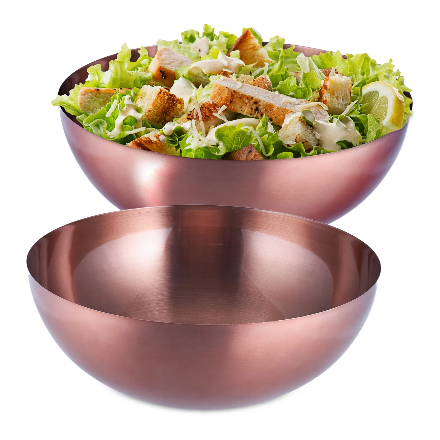 2 X Salatschüssel In Kupfer - (H)12 X Ø 31,5 Cm 1 2 X Salatschüssel In Kupfer - (H)12 X Ø 31,5 Cm