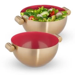 2 X Servierschüssel In Gold/ Rot