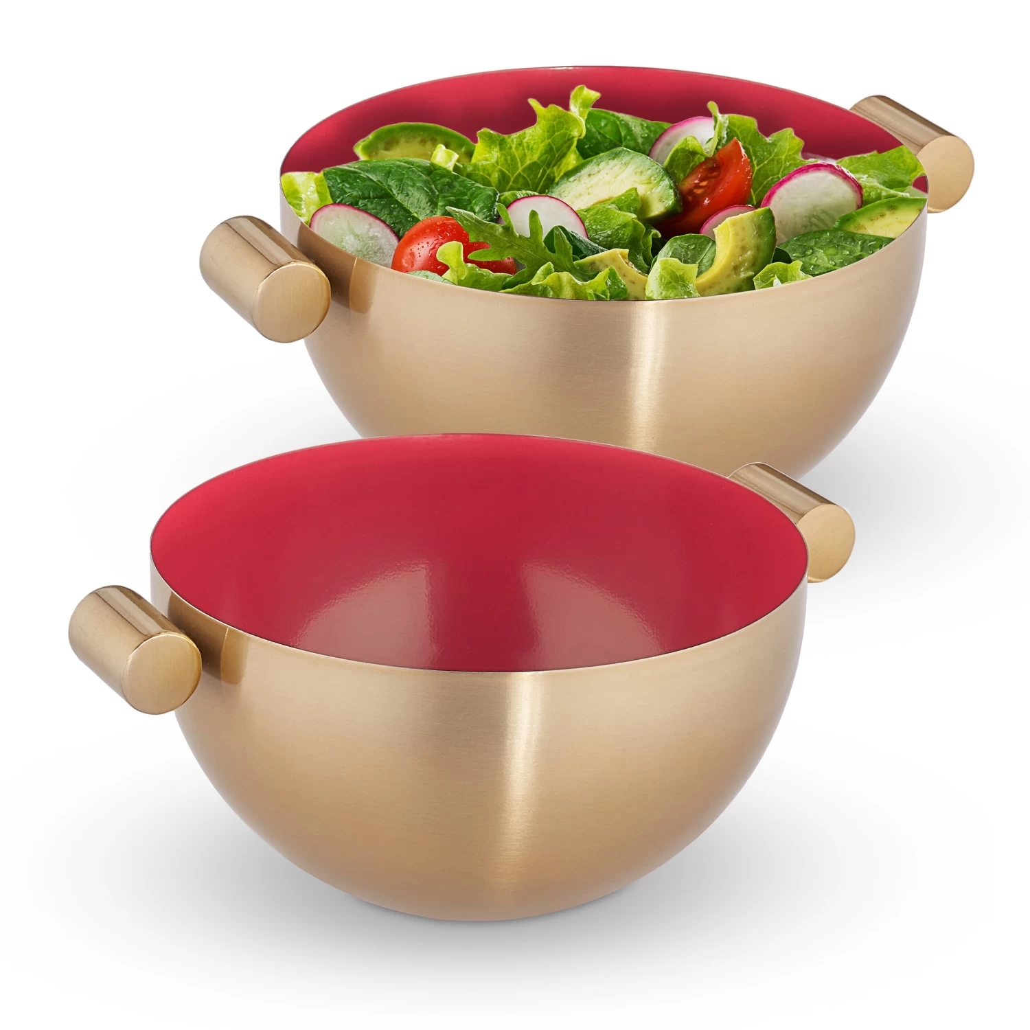 2 X Servierschüssel In Gold/ Rot 1 2 X Servierschüssel In Gold/ Rot