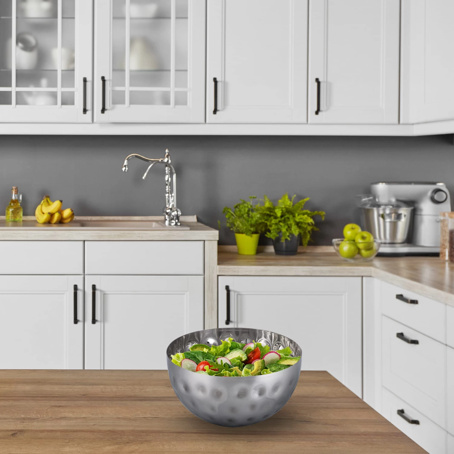 2 X Servierschüssel In Silber - (H)10,5 X Ø 20 Cm 2 2 X Servierschüssel In Silber - (H)10,5 X Ø 20 Cm – Bild 2