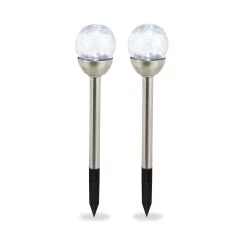 2 X Solarlampe "Kugel" In Silber/ Transparent