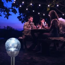 2 X Solarlampe "Kugel" In Silber/ Transparent -Relaxdays relaxdays 2 x solarlampe kugel in silber transparent 4