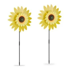 2 X Windrad "Sonnenblume" In Gelb - (B)29 X (H)76 X (T)8 Cm