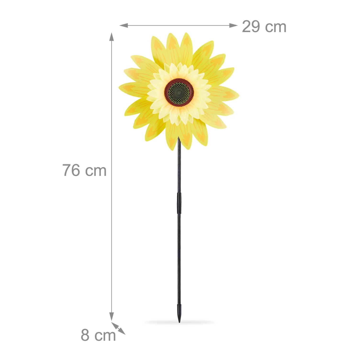 2 X Windrad "Sonnenblume" In Gelb - (B)29 X (H)76 X (T)8 Cm 4 2 X Windrad "Sonnenblume" In Gelb - (B)29 X (H)76 X (T)8 Cm – Bild 4