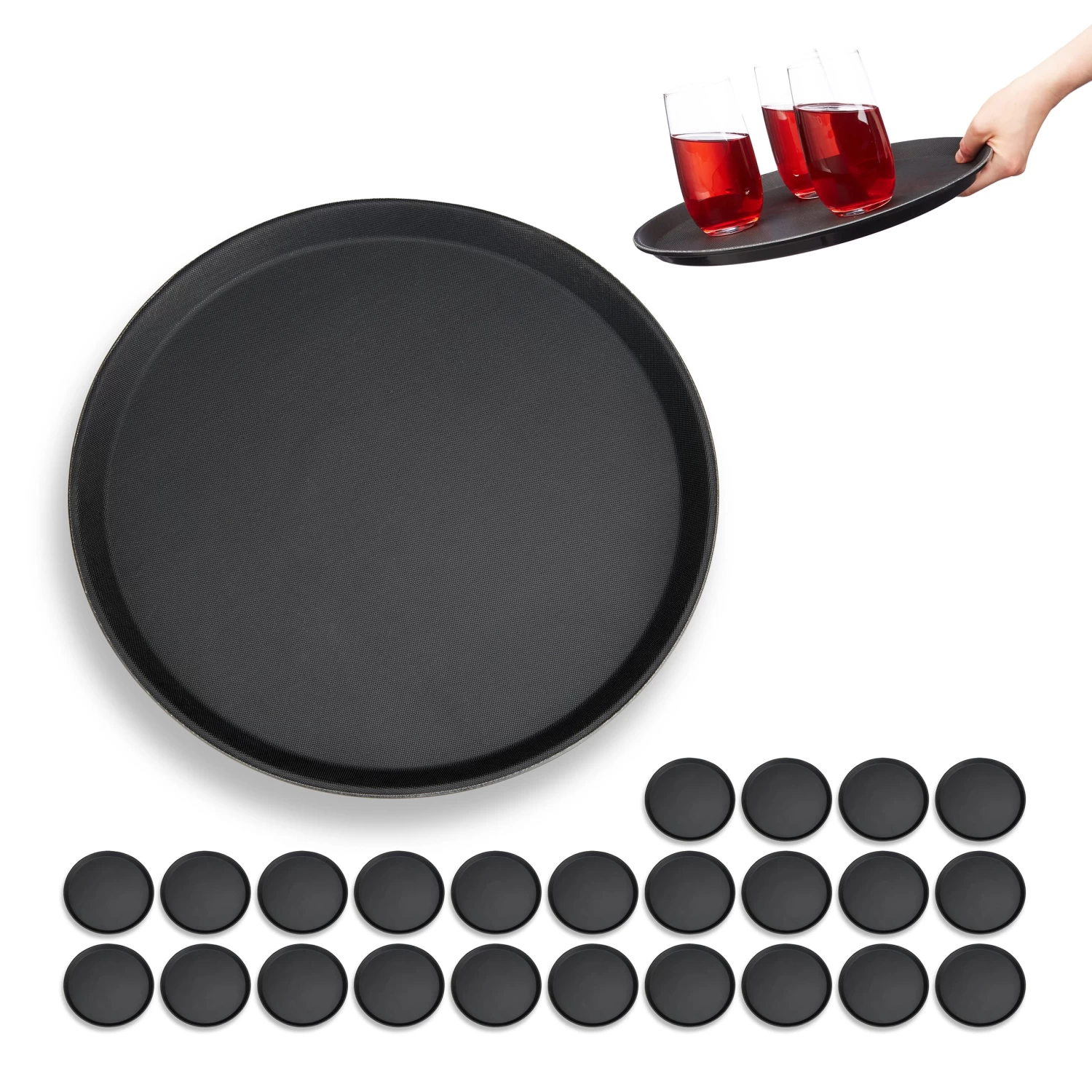 25x Gastrotablett In Schwarz - Ø35 Cm 1 25x Gastrotablett In Schwarz - Ø35 Cm