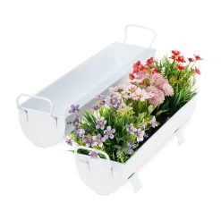 2er-Set: Blumenkasten Dachrinne In Weiß -Relaxdays relaxdays 2er set blumenkasten dachrinne in weiss 7