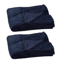 2x Kuscheldecke In Dunkelblau - (B)200 X (T)220 Cm