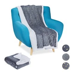 2x Kuscheldecke In Grau/ Weiß - (B)150 X (T)200 Cm