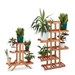 2x Pflanzentreppe In Natur -Relaxdays relaxdays 2x pflanzentreppe in natur 4