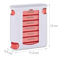 2x Pillendose In Weiß/ Rot -Relaxdays relaxdays 2x pillendose in weiss rot 3