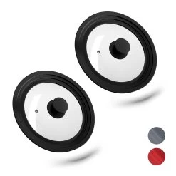 2x Topfdeckel In Schwarz - Ø20-24 Cm