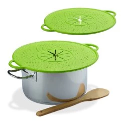 2x Überkochschutz In Grün - Ø 30 Cm -Relaxdays relaxdays 2x uberkochschutz in grun o 30 cm 3