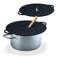 2x Überkochschutz In Schwarz - Ø 30 Cm -Relaxdays relaxdays 2x uberkochschutz in schwarz o 30 cm 3