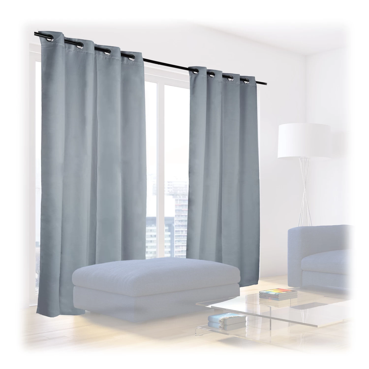 2x Verdunklungsvorhänge In Grau - (L)245 X (B)135 Cm 1 2x Verdunklungsvorhänge In Grau - (L)245 X (B)135 Cm