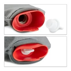 2x Wärmflasche In Grau/Rot -Relaxdays relaxdays 2x warmflasche in grau rot 6