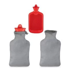 2x Wärmflasche In Grau/Rot -Relaxdays relaxdays 2x warmflasche in grau rot 7