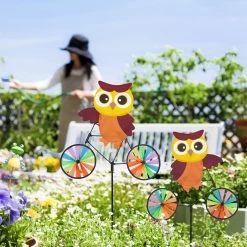 2x Windrad "Eule" In Bunt - (B)51,5 X (H)84,5 X (T)3 Cm -Relaxdays relaxdays 2x windrad eule in bunt b 51 5 x h 84 5 x t 3 cm 2