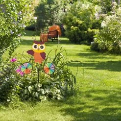 2x Windrad "Eule" In Bunt - (B)51,5 X (H)84,5 X (T)3 Cm -Relaxdays relaxdays 2x windrad eule in bunt b 51 5 x h 84 5 x t 3 cm 4