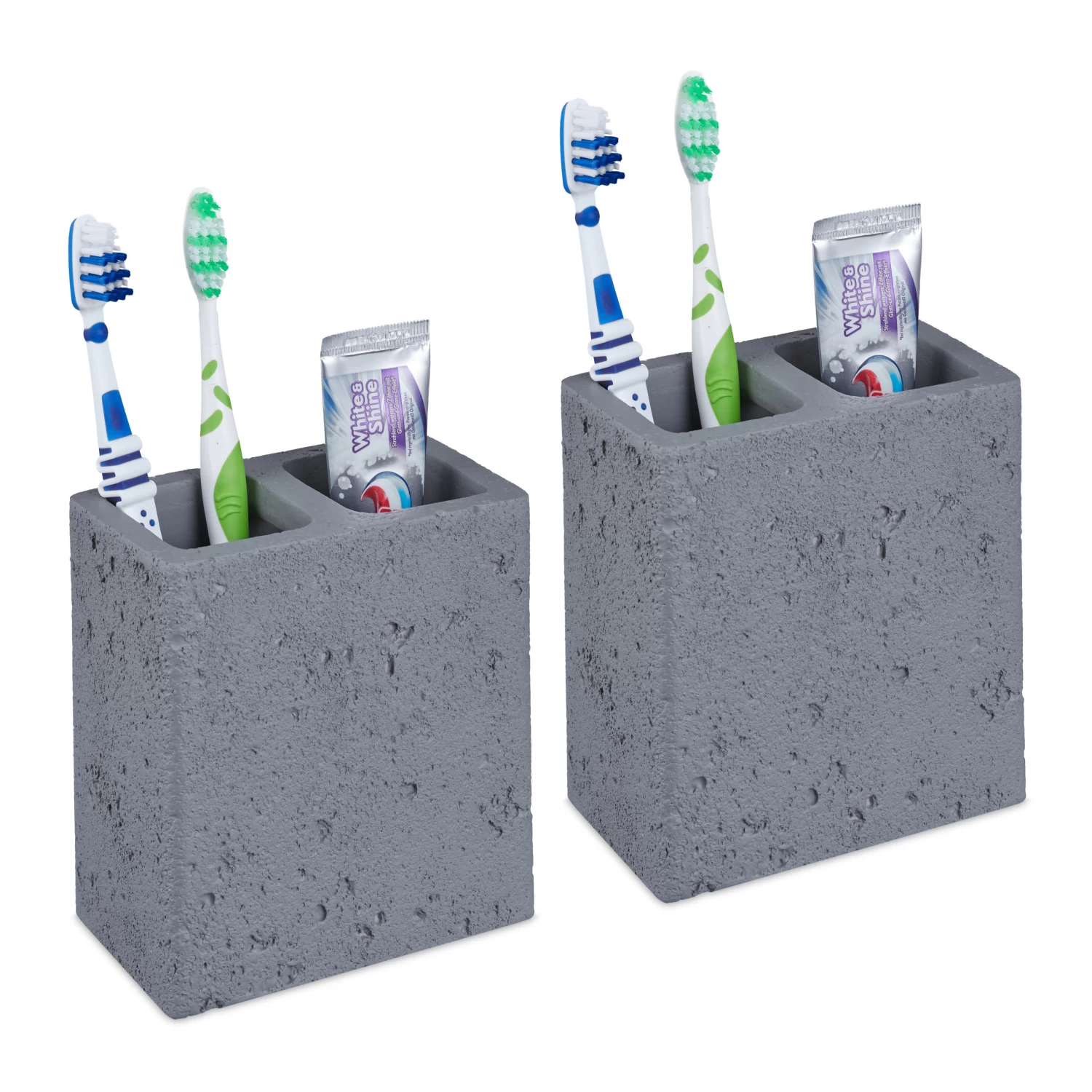2x Zahnbürstenhalter In Grau 1 2x Zahnbürstenhalter In Grau