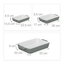 3 Tlg. Auflaufform Set In Grau/ Weiß -Relaxdays relaxdays 3 tlg auflaufform set in grau weiss 3