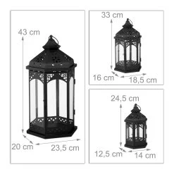 3 Tlg. Laternen Set In Schwarz -Relaxdays relaxdays 3 tlg laternen set in schwarz 14