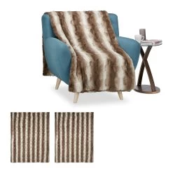 3 X Felldecke In Braun - 150x200 Cm -Relaxdays relaxdays 3 x felldecke in braun 150x200 cm 6