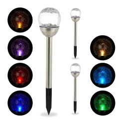 3 X Solarlampe "Farbwechsel" In Silber/ Transparent