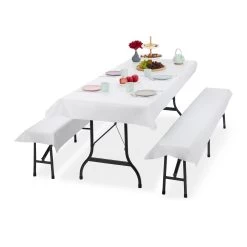 3tlg. Bierzeltgarnitur In Weiß