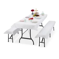 3x Bierzeltgarnitur Auflage In Weiß